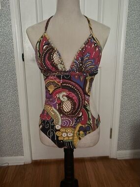 Kenneth Cole Reaction Colorful Paisley One-Piece Swimsuit